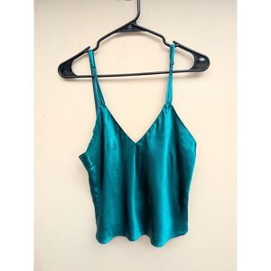 Vintage VICTORIA SECRET Gold Label Green Satin Cami Top Size Small